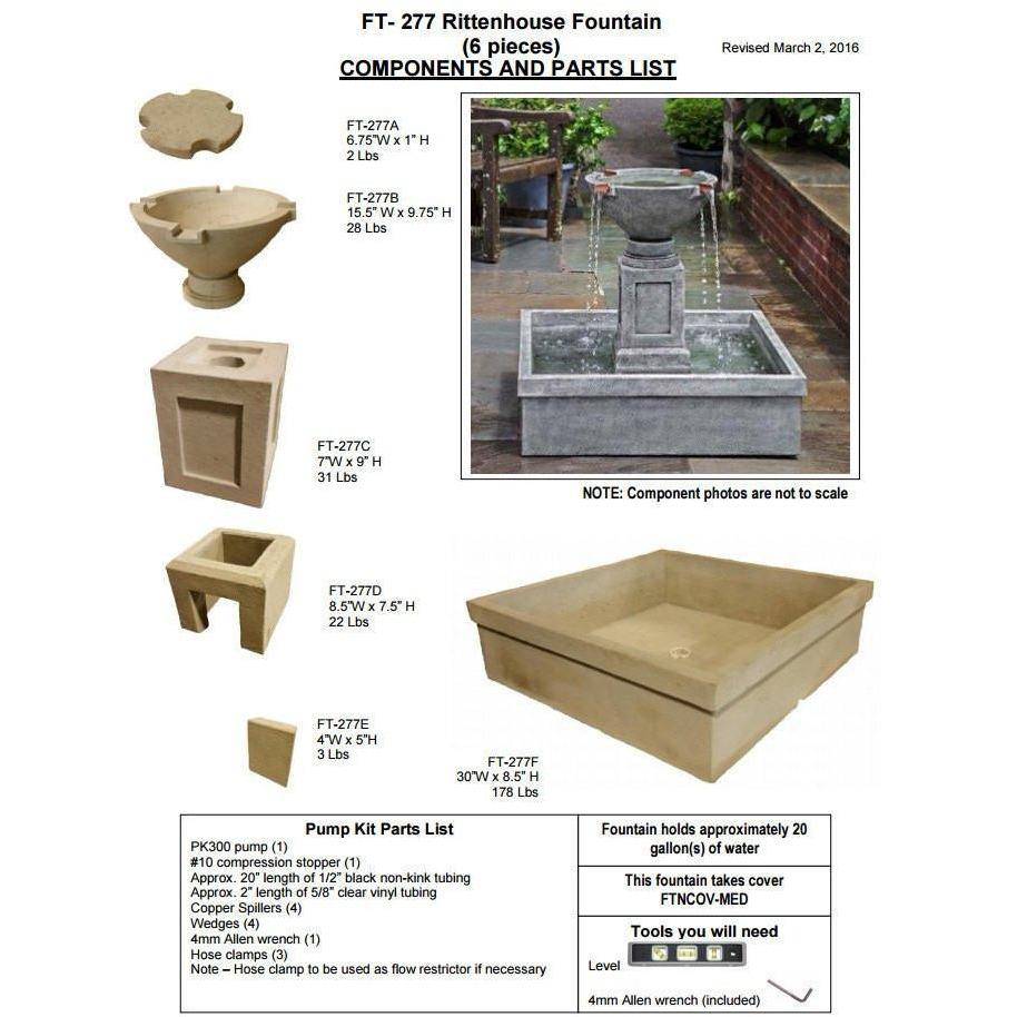 Rittenhouse Fountain in Cast Stone by Campania International FT-277 - Majestic Fountains
