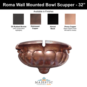 Roma Wall Mounted Bowl Scupper 32 inches Majestic Fountains and More