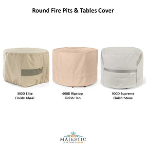 Round Fire Pit Cover in 3 Material finish - Majestic Fountains and More