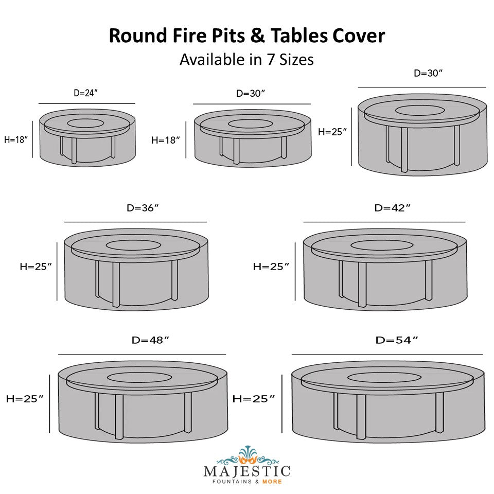 Round Fire Pit Cover in 7 Sizes - Majestic Fountains and More