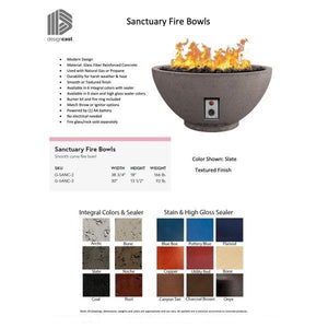 Large Sanctuary Fire Bowl - 18" H x  38 3/4" W Over 3 ft wide - Majestic Fountains