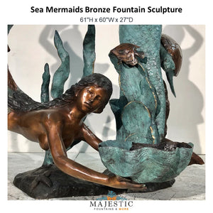 Sea Mermaids Bronze Fountain Sculpture - Majestic Fountains and More