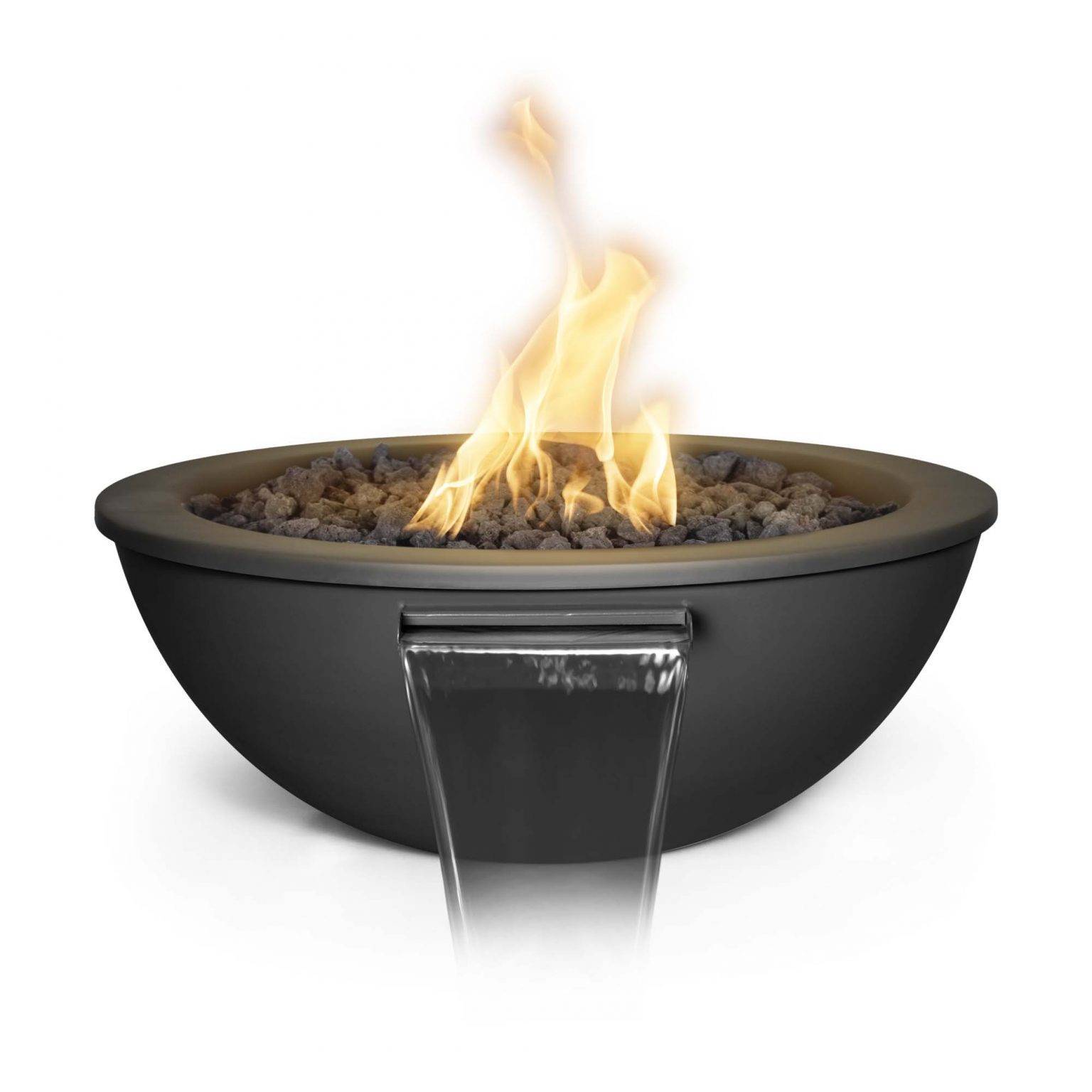 TOP Fires Sedona Powder Coated Steel Fire & Water Bowl by The Outdoor Plus - Majestic Fountains