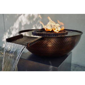 TOP Fires Sedona Gravity spill Fire & Water Bowl in Copper by The Outdoor Plus - Majestic Fountains