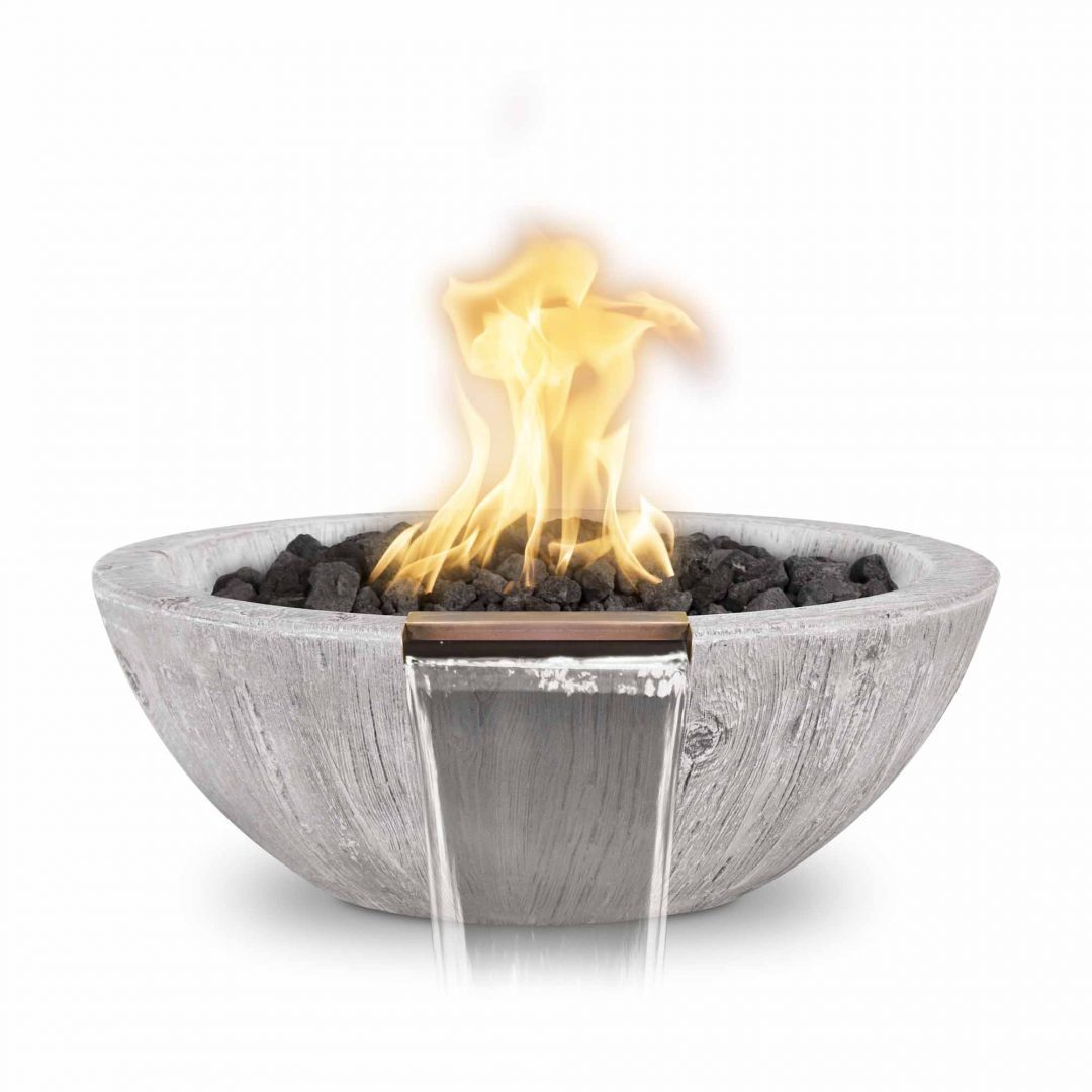 TOP Fires Sedona Woodgrain Fire & Water Bowl by The Outdoor Plus - Majestic Fountains