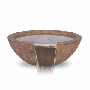 TOP Fires Sedona Wood Grain Water Bowl in GFRC Concrete by The Outdoor Plus - Majestic Fountains