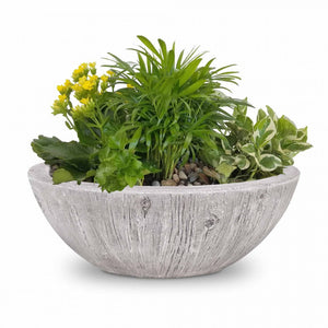 TOP Fires Sedona Wood Grain Planter Bowl in GFRC Concrete by The Outdoor Plus - Majestic Fountains