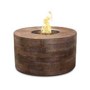 TOP Fires Sequoia 24" Tall Fire Pit in Wood Grain Concrete by The Outdoor Plus - Majestic Fountains