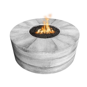 TOP Fires Sequoia 24" Tall Fire Pit in Wood Grain Concrete by The Outdoor Plus - Majestic Fountains