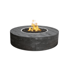 TOP Fires Sequoia 16" Tall Fire Pit in Wood Grain Concrete by The Outdoor Plus - Majestic Fountains