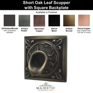 Short Oak Leaf Scupper with Square Backplate - Majestic Fountains