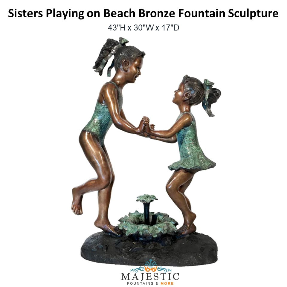 Sisters On Beach Bronze Fountain Sculpture - Majestic Fountains