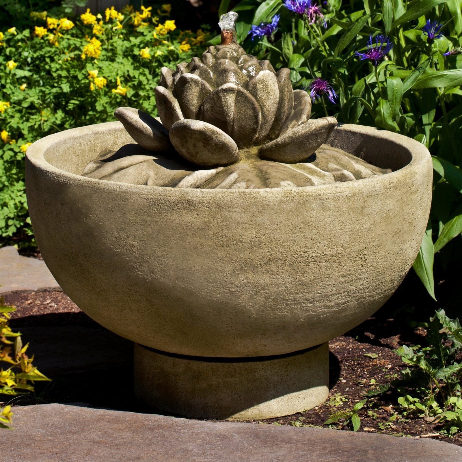 Smithsonian Lotus Fountain in Cast Stone by Campania International FT-236 - Majestic Fountains