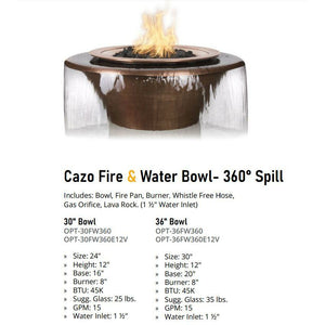 TOP Fires Cazo 360 Fire & Water Bowl in Smooth Patina Copper by The Outdoor Plus - Majestic Fountains