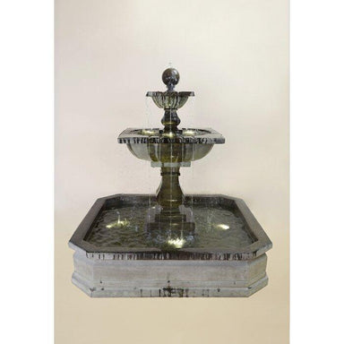 Solara Concrete Quadra  Outdoor Courtyard Fountain With Pond - Majestic Fountains