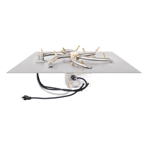 TOP Fires Square Flat Pan & SS Triple "S" Bullet Burner With Electronic Ignition Kit by The Outdoor Plus - Majestic Fountains