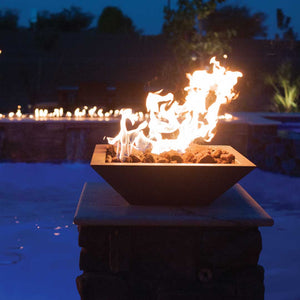 Bobe Square Copper Fire Pot - Manual Ignition - Majestic Fountains