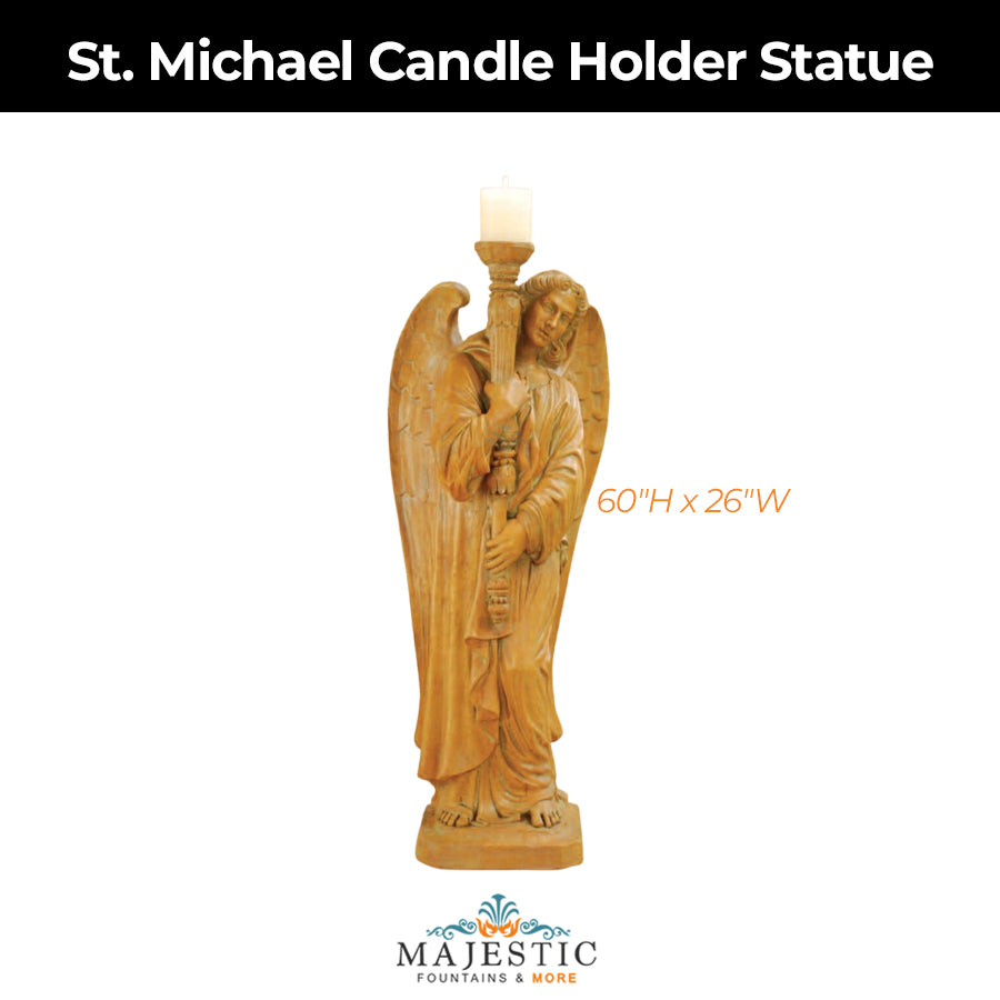 8098-St. Michael Candle Holder Statue-Majestic Fountains and More