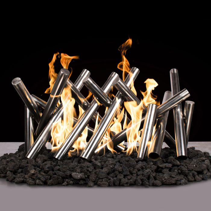 TOP Fires Polished Stainless Steel Logs Fire Pit Ornament - by The Outdoor Plus - Majestic Fountains