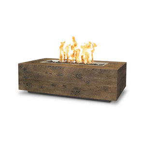 TOP Fires Coronado Rectangle Fire Pit in Wood Grain Concrete by The Outdoor Plus - Majestic Fountains