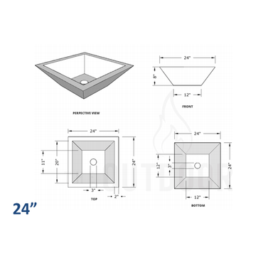 TOP Fires Maya Wood Grain Planter Bowl by The Outdoor Plus - Majestic Fountains