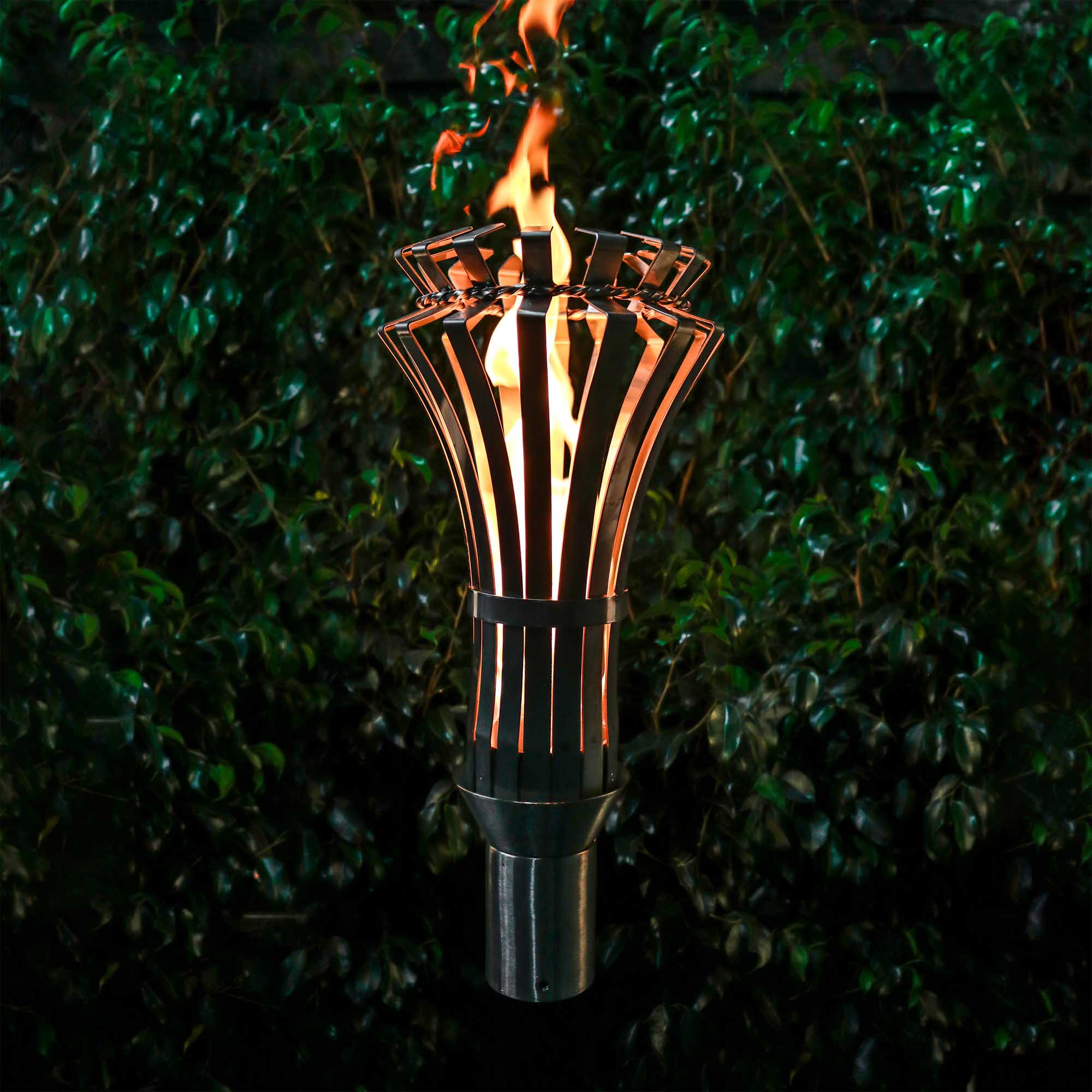 TOP FIRES GOTHIC Fire Torch 14" in Stainless Steel - Majestic Fountains