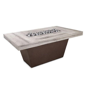 TOP Fires Tacoma Rectangle Fire Pit in Woodgrain Concrete by The Outdoor Plus - Majestic Fountains