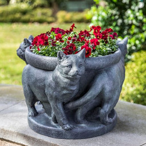 The 3 Cats Planter in Cast Stone By Campania International - P-859 - Majestic Fountains and More
