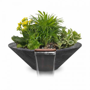 The Outdoor Plus-Cazo-Wood-Grain-Planter-Water-Bowl-Ebony-Majestic Fountains and More
