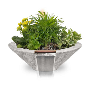 The Outdoor Plus-Cazo-Wood-Grain-Planter-Water-Bowl-Ivory-Majestic Fountains and More