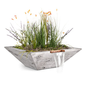 The Outdoor Plus-Maya Wood Grain Planter & Water Bowl-Ivory-Majestic Fountains and More