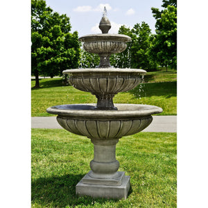 Three Tier Longvue Fountain in Cast Stone by Campania International FT-240 - Majestic Fountains