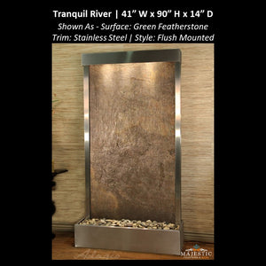 Adagio Tranquil River - Flush Mounted to Rear of the Base 90"H x 41"W - Indoor Floor Fountain - Majestic Fountains