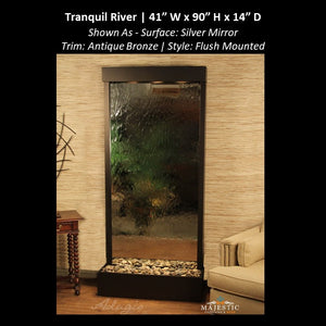 Adagio Tranquil River - Flush Mounted to Rear of the Base 90"H x 41"W - Indoor Floor Fountain - Majestic Fountains