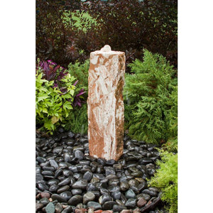 Travertine Real Stone - Single Column - Complete Fountain Kit - Majestic Fountains
