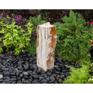 Travertine Real Stone - Single Column - Complete Fountain Kit - Majestic Fountains