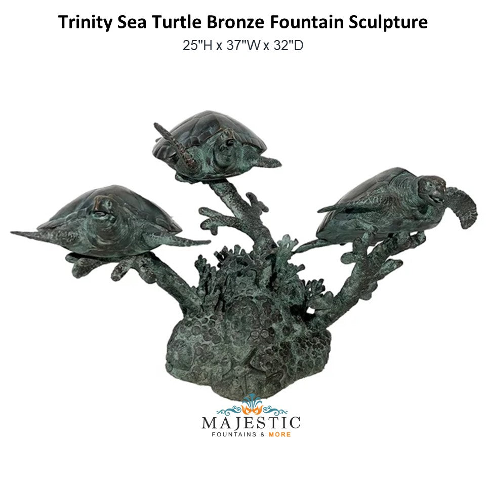 Trinity Sea Turtles Bronze Fountain Sculpture - Majestic Fountains and More..