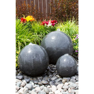 Triple Black Granite Sphere  - Complete Fountain Kit - Majestic Fountains