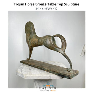 Trojan Horse Bronze Table Top Sculpture - Majestic Fountains and More
