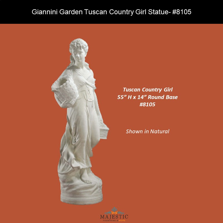 Giannini Garden Tuscan Country Girl Statue - 8105 - Majestic Fountains
