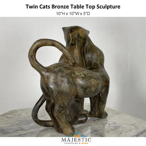 Twin Cats Table Top Bronze sculpture - Majestic Fountains and More