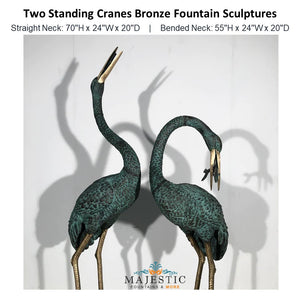 Two Stading Cranes Bronze Fountain Sculpture - Majestic Fountains and More