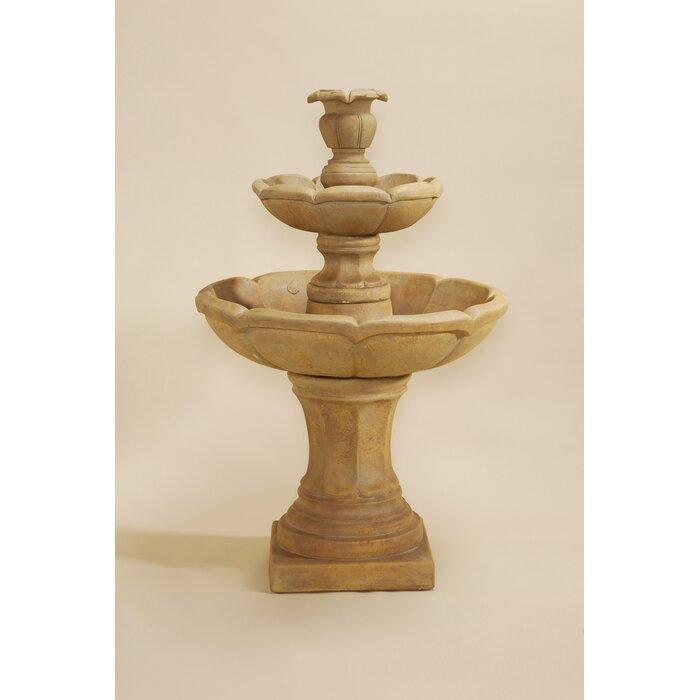 Velia Concrete 2 Tier Pond Fountain - Majestic Fountains