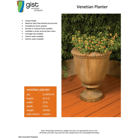 Venetian Planter in GFRC by GIST G-VNTN-PL - Majestic Fountains
