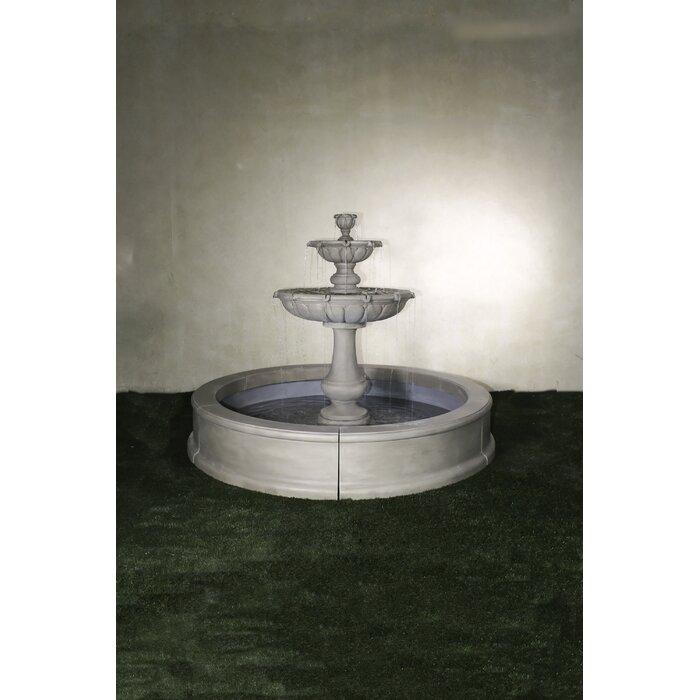 Vicentina Concrete  Outdoor Courtyard Fountain With Pond - Majestic Fountains