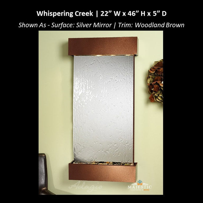 Adagio Whispering Creek indoor wall fountain with a silver mirror face