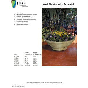 Wok Planters with Pedestal in GFRC by GIST WLKP - Majestic Fountains