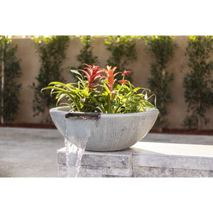 TOP Fires Sedona Wood Grain Planter & Water Bowl in GFRC Concrete by The Outdoor Plus - Majestic Fountains