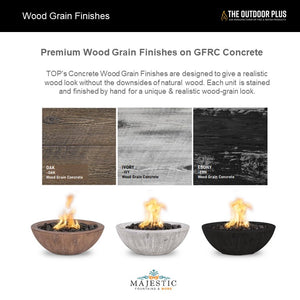 TOP Fires Maya Wood Grain Fire Bowl in GFRC Concrete by The Outdoor Plus - Majestic Fountains