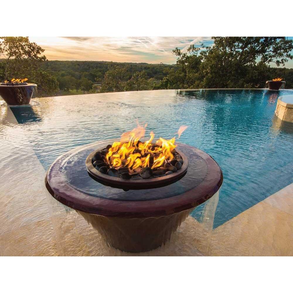 Bobe Artisan Series 360° Seamless Lip Round Water and Fire Bowl - Manual Ignition - Majestic Fountains